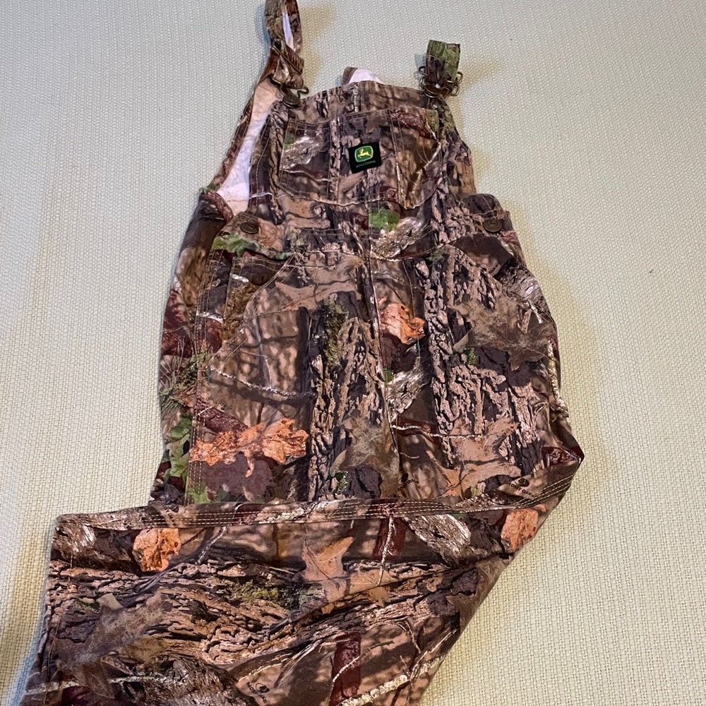 Kids John Deere camo overalls